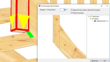 Wydłuż / Skróć: Jednym kliknięciem słupek balustrady zostanie przycięty zgodnie z zaznaczonym zielonym obszarem.